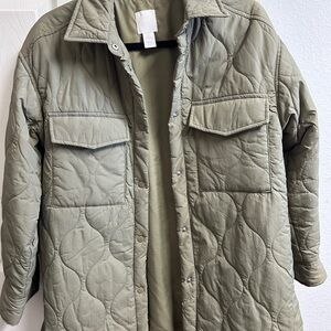 H&M Olive Quilted Utility Jacket